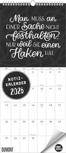 DUMONT - Funny Quotes Notizkalender 2026 – Typo-Wandkalender im Hochformat 22 x 50 cm – Sprüche-Planer für Humor- & Design-Fans