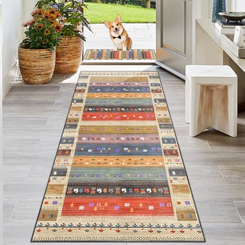 KwuSeug Lang rutschfest Waschbar Kücheteppich Küchenläufer Schlafzimmer Bettvorleger für Flur Waschküche Teppichmatten Korridor Wohnzimmer Schlafzimmer Läufer Küchenteppich Lang Flur 60 x 180 cm