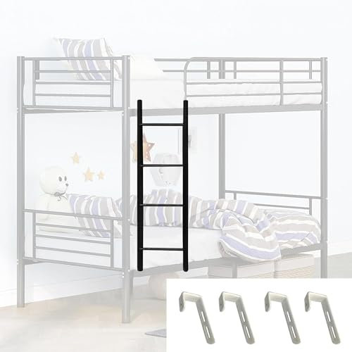 SZITW Échelle de lit superposé Suspendue pour Camping-Car loft, échelle de montée latérale de lit Noire à 4/5 marches avec Support de Crochets pour Camping-Car loft dortoir(Size:130cm(51))
