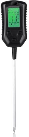 JINGCHI Moniteur d'eau for Plantes, pH-mètre de Sol, 4 en 1, Moniteur d'humidité, testeur de lumière Solaire, thermomètre, capteur de Sol for Plantes et Fleurs avec lumière Noire for Jardin et Ferme