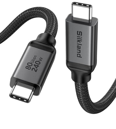 Silkland 80Gbps USB4 V2.0 för Thunderbolt 5 Kabel 1M, upp till 120Gbps med Bandwidth Boost, 16K/Dual 8K, 240W PD3.1, USB C to USB C Kabel för Thunderbolt 4/3, SSD, MacBook M4 Pro, Dock, Monitor