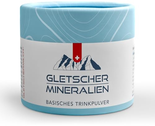 Gletschermineralien® - 100% naturreines Basenpulver des Gotthard-Massivs - Basengetränk mit einzigartiger Mineralien Kombination - Schweizer Mineralpulver für den Säure Basen Haushalt (65g)