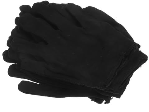 DIYEAH 6 Pairs Thickened Black Cotton Work Gloves Industrial Labor Protection Cutting Safety Gloves for Men Women Anti-slip Palm Breathable for Construction Maintenance Inspection