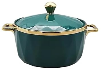 WJLYDM Tazón de sopa grande cerámica, fideos verdes Phnom Penh, ensalada frutas, olla Ramen, tapa con asa, vajilla, suministros cocina for el hogar
