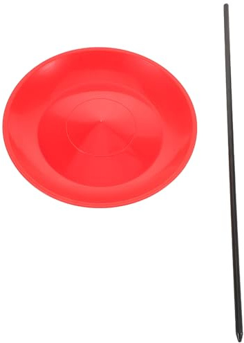 Mipcase Jonglierteller Satz mit Stab aus Kunststoff Trainingsspielzeug für Zirkus und Karneval Robustes Jonglier Geschicklichkeitsspiel für Innen und Außen Rot