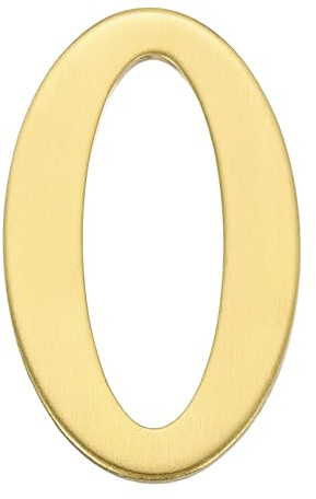 sourcing map Numeri civici per esterni, 7,1 cm, in ottone massiccio, autoadesivi, numeri indirizzi in metallo per porte, appartamenti, uffici, finitura spazzolata, facili da attaccare (numero 0)