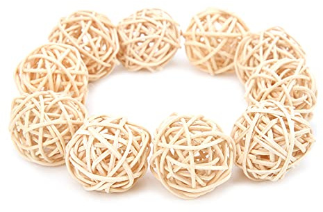 HEEPDD Boules Décoratives en Rotin en Osier, Matériel, Jouets à Mâcher pour Perruches et Perroquets, Taille de 5 Cm pour Le Plaisir et Les Fiançailles Boules Décoratives en Rotin en Osier,