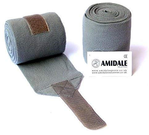 Amidale Polo Wraps Fleece Stable Bandages Horse Equestrian Leg Wraps Set Of 4 One Size (Grey)
