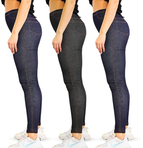 VR7 Pack of 3 Ladies Denim Jeans Jegging Leggings Slim Fit Denim Slimfit Pants Trousers UK Sizes