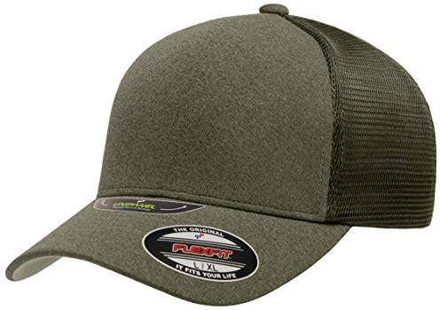 Flexfit Melange UniPanel Trucker Cap, Olive, Small/Medium