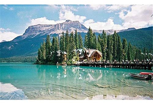 Yingxin34 5000 Teile Puzzle,See und Haus Panorama-Puzzle,Erwachsene,Puzzle unterlagen,Mehrfarbig,für die ganze Familie-61.61x41.53 Zoll (156.5 x 105.5cm)
