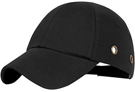 Bump Cap, Hard Hats, Baseball Caps For Women And Men, Head Protection, Adjustable Buckle Work Reflective Caps, For Maintenance Workers, Welders(Black Type A)
