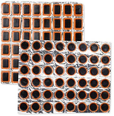 SZCXDKJ 96 Stück quadratischer Flicken + runder Flicken, Fahrradschlauch-Pannen-Gummi-Patch, Fahrradreifenreparatur-Set, Innenschlauch-Pannen-Reparatur-Set