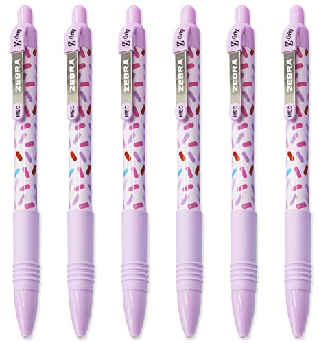 Zebra Z-Grip Smooth Kugelschreiber, einziehbar, 6 St ck, schwarze Tinte, Sweetie Violet Barrel Design