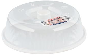 Care+Protect Microwave Plate Cover - Microwave Ventilated Covers - Ideal for Microwave Cooking - Prevent Splashes - BPA Free - Dishwasher Safe - 26.2 x 26.2 x 7.6cm - White