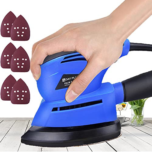 Detail Mouse Sander, 130W Compact Sander Machine for Wood Wall, 12000RPM Mouse Sanders with Dust Port, 6PCS Standard Sandpapers, Compact Palm Sander for Sanding and Polishing