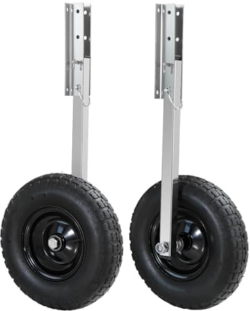 OUKIDR Boat Launching Wheels, 12 Boat Transom Launch Wheel with 600lbs Load Capacity for Inflatable & Aluminum Boats, Easy and Quick Installation with 2 Pack Quick Release Pins