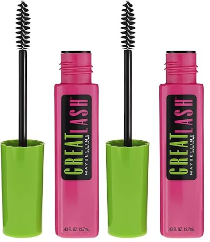 Maybelline New York Mascara für Volumen, Great Lash Mascara, Blackest Black, 12,5 ml (Packung mit 2)