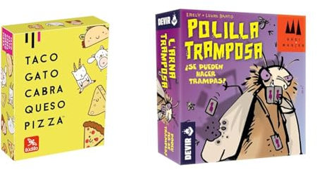 Ludilo - Taco Gato Cabra Queso Pizza | Juegos De Mesa, De Cartas | Regalo Niño 8 Años O Más & Devir - Juego Polilla Tramposa, de Cartas, Juego de Mesa para Niños, Party (BGPOLI)