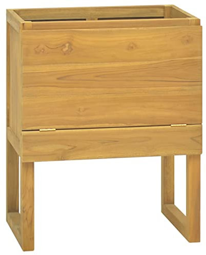 Gecheer Badschrank Badezimmerschrank Badmöbel Waschbeckenunterschrank Aufbewahrungsschrank Unterschrank Schrank 60 x 45 x 75 cm (B x T x H) Teak-Massivholz mit natürlichem Finish