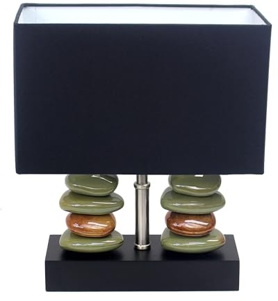 Elegant Designs LT1147-BLK Zen Garden Stacked Cobblestone Table Lamp, Black