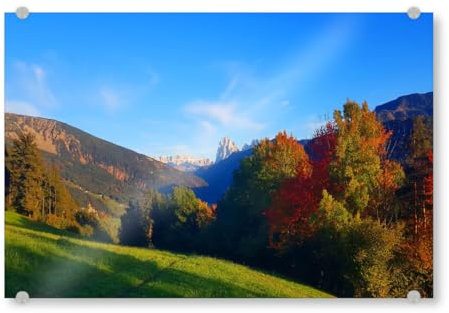 artboxONE Acrylglasbild 90x60 cm Natur Herbst im Grödnertal Bild hinter Acrylglas - Bild Berge Alpin Berge