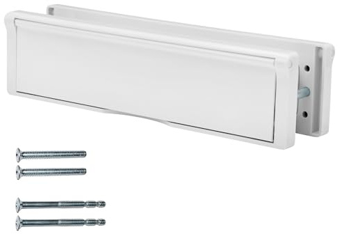 Keypak 10.62 (27cm) Door Letter Box – Fits 40–80mm Doors White/White