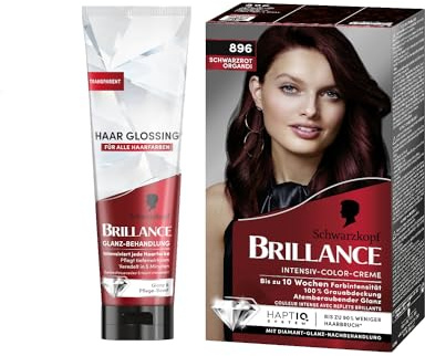 Brillance Glanz-Behandlung Haar Glossing Neutral (150 ml) pflegt & intensiviert hält 6 Haarwäschen & Intensiv-Color-Creme 896 Schwarzrot Organdi Stufe 3 (160 ml) Diamant-Glanz-Effekt