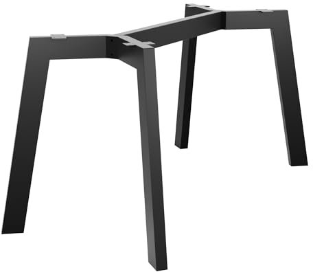 MetaloPro Tischbeine Metall, Schwerlast Stahl Schreibtisch Beine, Tischkufen Schwarz und Schrauben, Bodenschoner, Trapez Tischgestell für Moderne Couchtisch, Esstisch, Wohnzimmertisch – 130x70x72 cm