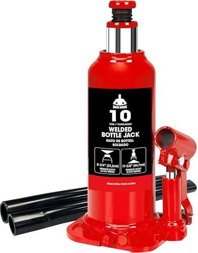 Jack Boss Bottle Jack 10 Ton (20,000 LBs) Hydraulic Car Jack, Fit for Auto Truck Repair and House Lift, Red