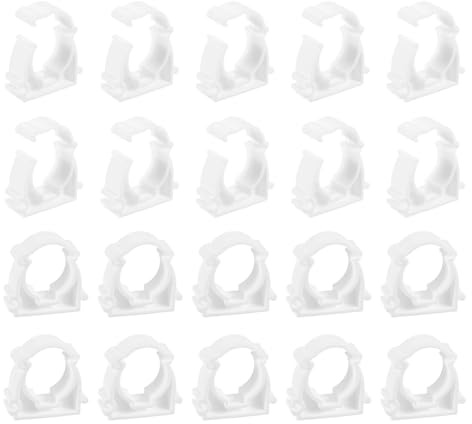sourcing map 20Pcs PPR Water Pipe Clamps, Plastic U Shaped Pipe Clamps Clips with Fixing Clip Fit for 25mm/0.98 OD Water Pipes and Tubing Hoses Support, White