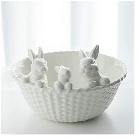 Countertop Fruit Bowl Fruit Bowl reative 3D Rabbit Ceramic Separate Bowl Fruit Salad Plate Egg Tray Cake Plate Kitchen Decora Wedding Gift ramen bowl Fruit Basket Bowl ( Color : A D20X12CM )