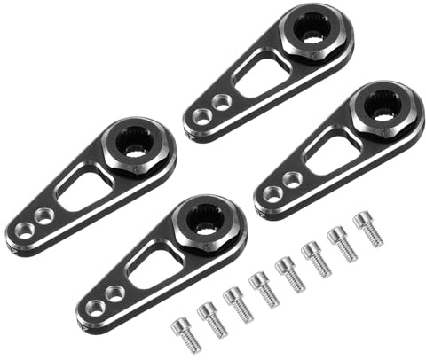 sourcing map Aluminum Alloy 25T Steering Servo Double Hole Arm Horn Silver for DIY RC Car/Boat/Airplane Boat Accessories 4 Pcs