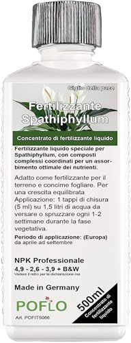 POFLO Spathiphyllum fertilizzante pianta del cucchiaio Giglio della pace fertilizzante liquido HIGHTECH NPK fertilizzante completo - fertilizza le piante (500ml)