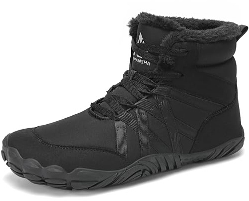 Mishansha Barefoot Scarpe Invernali Uomo Donna Caldo Stivali Neve Comode Antiscivolo Scarponi Outdoor, Nero 43