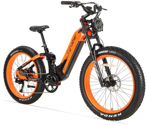 Extrbici Vélo Électrique en Aluminium Ranger 26Pouces, 250W 25 km/h 52V 20Ah 1040Wh 128 km, Amortisseur à air, Freins à Disque Hydrauliques