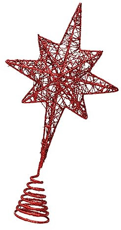 Amosfun Weihnachtsbaumspitze Stern-Ornament 8-zackiger Stern Weihnachtsbaumspitze Eisenmaterial Helles Für Die Home-Party