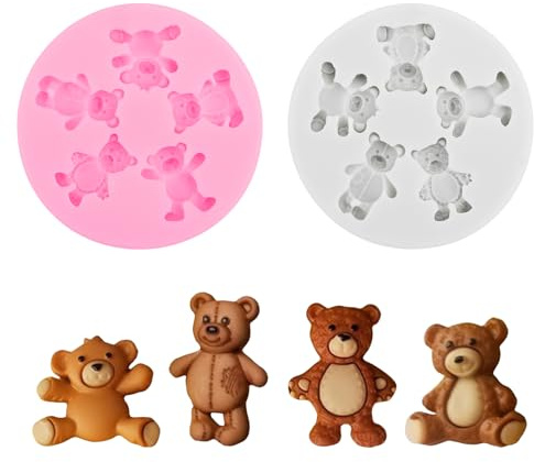 Bekecidi 2 Stück 3D-Bären-Silikonformen, süße Bären-Schokoladenform, Wachsschmelzformen, Geleeformen, Gummibärchenformen, Silikon-Schokoladenform für DIY-Dekorationsornamente, Kunsthandwerk