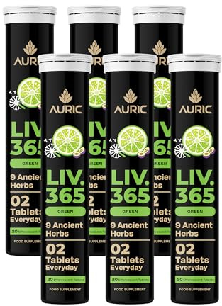 Auric Liver Detox effervescent 120 Tablets Supports Overall Wellbeing and Normal Body Functions | Made with Premium Herbal extracts | Drop - Fizz - Drink