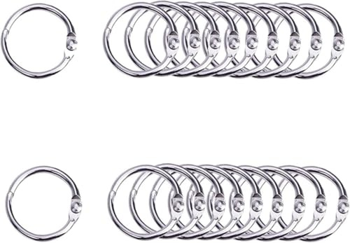 Binder Rings, 40Pcs 30mm/1.2 inch Loose Leaf Binder Rings Nickel Plating, Index Card Rings Small Book Rings (30mm-40Pcs)