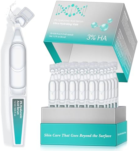 Hyaluron Serum, Angereichert mit 3% Hyaluronsäure,Hydratisiert,Tiefenbefeuchtung,Langanhaltende Hydratation,Anti Aging Serum für Gesicht,Gesichtsserum für Frauen
