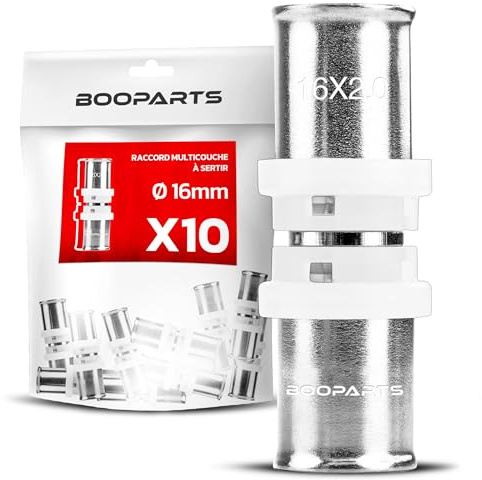 BOOPARTS – 10 Stück – Gerade Kupplung Ø16–16 | Pressfitting TH-Kontur | Messing/Edelstahl | Für Mehrschichtverbundrohre | Sanitär & Heizung