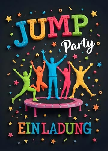 ZETTMANN Trampolin Einladungskarten Kindergeburtstag – 10er Set – Jump Party Einladungen für Jungen & Mädchen – Premium Druck in DIN A6