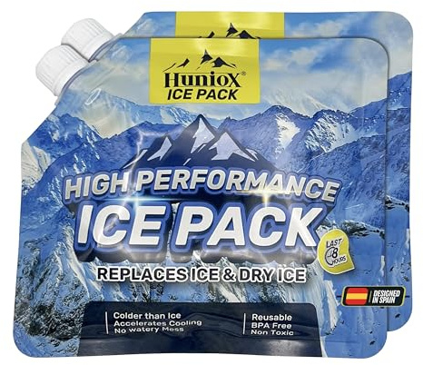 Huniox® Ice Pack - Accumulateur de Froid Longue Durée - Bloc Refrigerant pour Glaciere - Pain de Glace Mini - Pack Glace Glaciere - Pain de Glace Souple (Two, 2)
