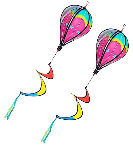 Alasum 2pièces Lot Suspensions Moulin à Vent Montgolfière Spirale Colorée pour Décoration Jardin Extérieur Et Intérieur