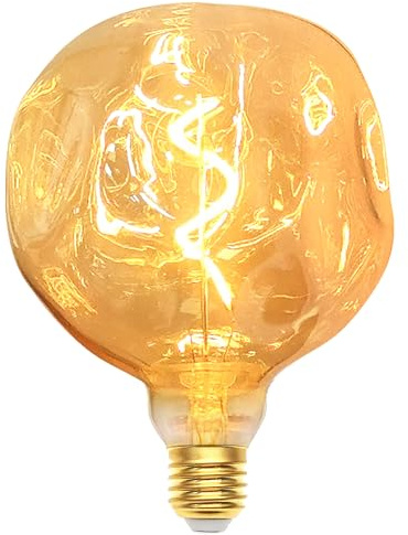 DUTSUGUAR Edison Vintage Glühbirne E27, E27 LED Vintage Dimmbar 3W Warmweiss Φ125mm Retro Glühbirne LED Birne Filament Lampe Ideal für Dekorative Nostalgie und Retro Beleuchtung, Bernstein Glas