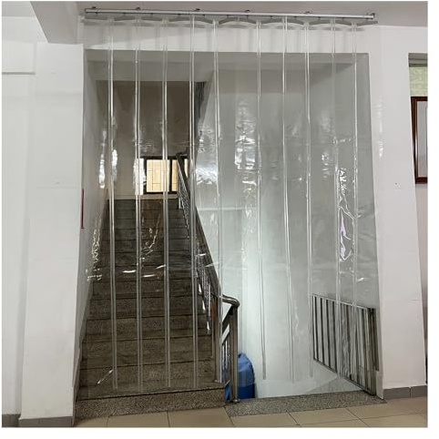 Kit de Cortina de Puerta de Tiras de PVC Transparente de Alta Resistencia para Tienda, supermercado, almacén, Garaje, 150 x 200 cm, partición de plástico de Empuje y tracción, decoración, du