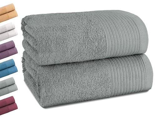 Montafox 2er Set Duschtücher 140 x 70 cm Flauschige Duschhandtücher 100% Baumwolle Saugfähig Kuschelig Weich Badetuch Duschtuch