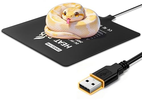 Manta Termica Reptiles, 20x 20CM Manta Termica Terrario, Carga USB, Resistente al Agua, para Terrarios: Tortugas, Serpientes, Lagartos, Gecos, y Anfibios Alfombrilla Calefactora para Reptiles(12W)