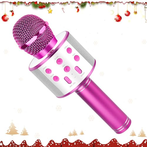 KEWUZY Microfono Karaoke Bluetooth, Karaoke Portatile Wireless, 3 4 5 6 7 8 9 10 11 12 Anni agazzi Ragazze Microfono Regalo Giocattoli